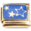 CT8834 Stars on Blue Sky Gold Base Italian Charm.