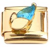 CT8837 Blue Bling Flower Gold Base Italian Charm