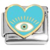 CT8859 Evil Eye Protection Light Blue Heart Italian Charm
