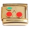 CT8897 Cute Cherries Pair Gold Base Italian Charm.