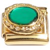 CT8901 Green Raised Bling Gold Base Italian Charm