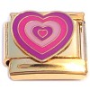 CT8994 Hearts Pink Purple Goldtone Base Italian Charm. 
