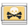 T3136 Skull Crossbones White Black Italian Charm