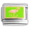 T3246 Flamingo on Green Italian Charm