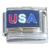 T328 USA Red White Blue Italian Charm