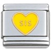 T3589yellow Sis Yellow Heart Sister Italian Charm