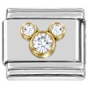 T669 Mouse Ears Gold Trim Italian Charm