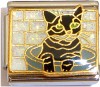 CT9227 Black Cat White Wall Italian Charm