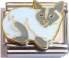 CT9293 Gray and White Cat Italian Charm