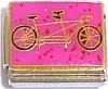 Tandem Bike for Two on Pink Italian Charm
