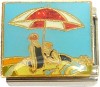 CT9412 Couple Under Red Beach Umbrella Italian Charm