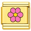 TG2009 Flower Pink Yellow Center Gold Value Italian Charm