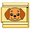 TG2013 Brown Puppy Dog Face Gold Value Italian Charm