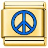 TG2029 Peace Sign Blue Gold Value Italian Charm