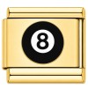 TG2062 Eight Ball Billiards Pool Gold Value Italian Charm