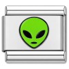 TV1015 Alien Head Green Face Value Italian Charm