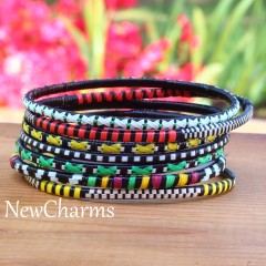 African Recycled Bangle Bracelets Made from Floor Mats