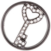 DA950 Key Heart Plate in Black for 30mm Locket
