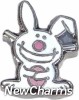 H1433s Happy Bunny Rabbit Silver Trim Floating Locket Charm
