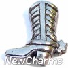 H4049 Silver Cowboy Boot With Spur Floating Locket Charm