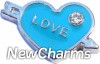 H7514 Big Blue Heart Love Floating Locket Charm