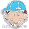 H7899 Light Brown Ballcap Boy Floating Locket Charm