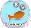 H8199 Silver Trim Fish Bowl Floating Locket Charm