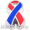 H9853 Red and Blue Ribbon Floating Locket Charm