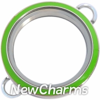 IEG10 Green Enamel Twist Stainless Steel Inline Big Round Loose Floating Locket