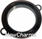 IK20  Twist Stainless Steel Inline Black Medium Round Loose Floating Locket 