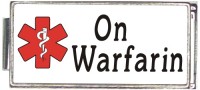 A50021 On Warfarin White Medical Alert Superlink Italian Charm