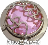 PH9063 Pink with Hearts Foldable Purse Hanger