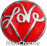 GS653 Cursive Love Red Snap Charm