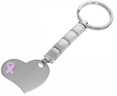 Keychain Pink Ribbon on Heart