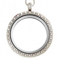 AS11 Big Round CZ Locket with Jumpring and necklace