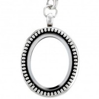 AS64 Silver Vintage Oval Locket with Jumpring and Necklace