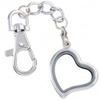 kcAS92 Silver Curvy Heart Locket with Keychain