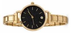 WW659 Textured Black Gold Watch Italian Charm Bracelet
